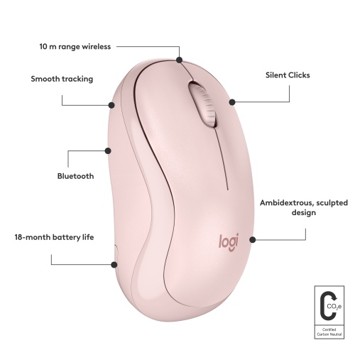 Logitech M240 Silent Wireless Mouse, Bluetooth, Rose - Image 7