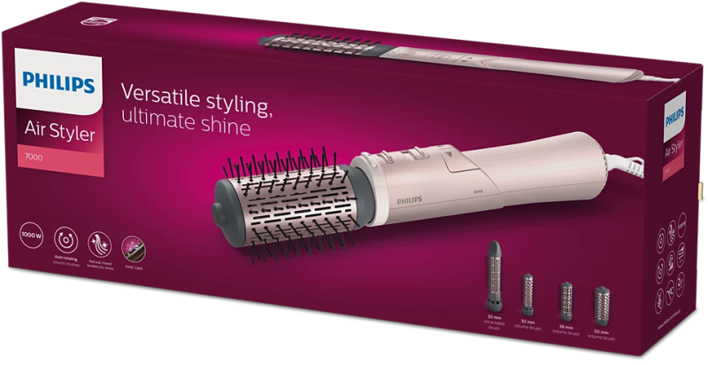 Philips 7000 Series Air styler BHA735/00 Hair Styling Brush, Warm Pink - Image 4