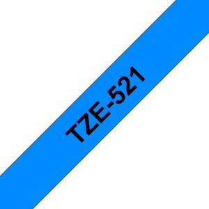 Brother TZe-521 (TZE521) Laminated Labelling Tape, Black on Blue, 9mm 8m