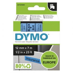 Dymo 45016 (S0720560) Labelling Tape 12mm x 7m, Black on Blue
