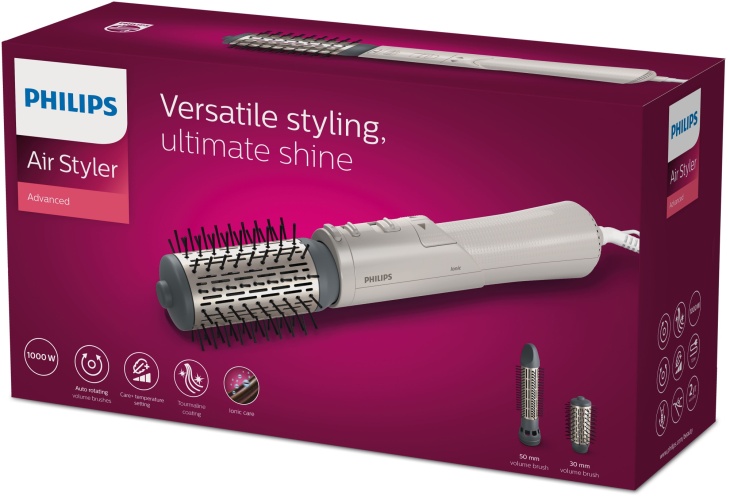Philips 7000 Series Air styler BHA710/00 Hair Styling Brush, Metallic White - Image 3