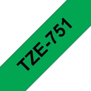 Brother TZe-751 (TZE751) Laminated Labelling Tape, Black on Green, 24mm 8m