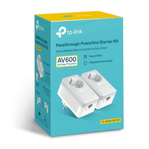 TP-Link TL-PA4010P KIT AV600 Passthrough Powerline 600 Starter Kit Adapter Kit - Image 3