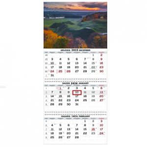 Wall Mounted Calendar 3 parts Trio 30x66cm.