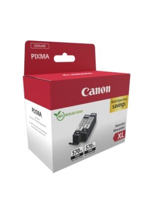 Canon PGI-570XL PGBK (0318C010) Twin Pack Ink Cartridge, Black
