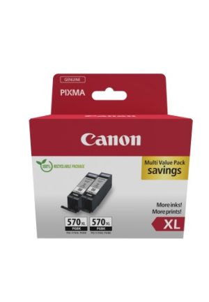 Canon PGI-570XL PGBK (0318C010) Twin Pack Ink Cartridge, Black