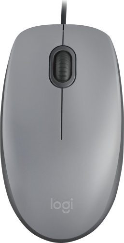 Logitech M110 Silent Wired Mouse, USB Type-A, 1000 DPI, Mid Grey