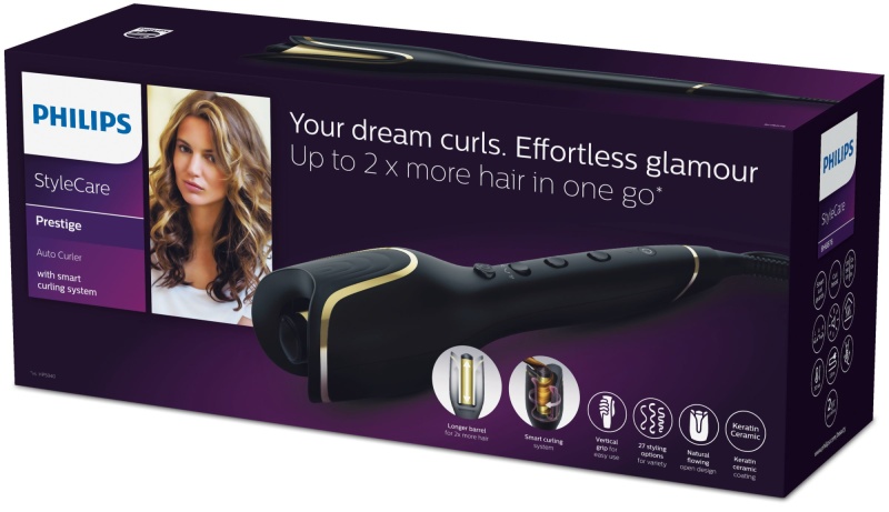 Philips StyleCare Prestige Auto Curler BHB876/00 Automatic Hair Curling Tool, Black - Image 3