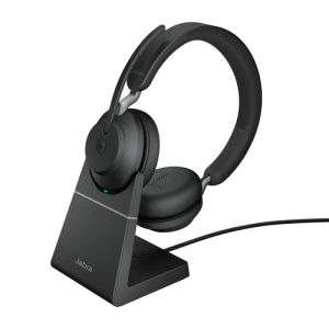 Jabra Evolve2 65 MS Stereo Link390a Wireless Headset, Bluetooth USB-A, Charging Stand, Black