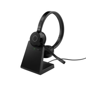 Jabra Evolve 65 TE UC Stereo Link390a Wireless Headset, Bluetooth, USB-A, Charging Stand, Black