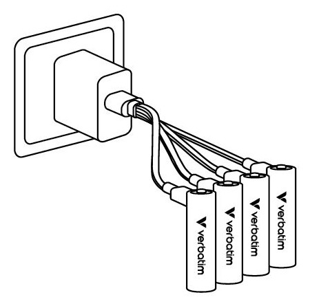 Verbatim 30249 USB-C Rechargeable Batteries Li-ion AA 2100mAh (4 pcs/Pack) - Image 3