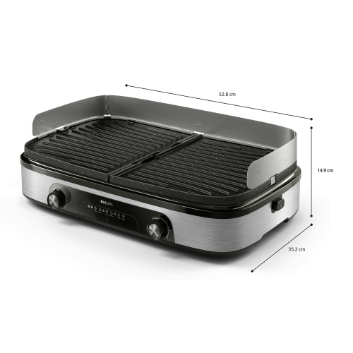 Philips 5000 Series HD6222/90 Electric Table Grill 2400 W, Black/Silver - Image 5