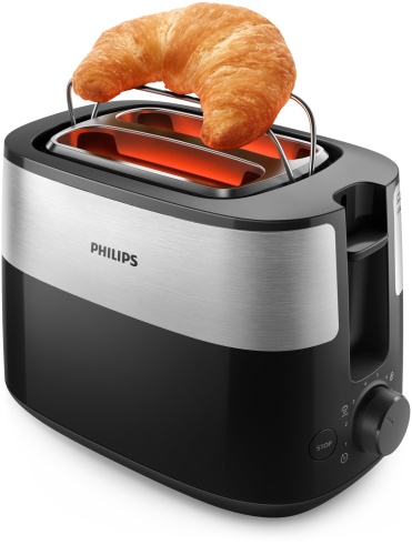 Philips Daily Collection HD2516/90 Toaster, 830 W, Black/Silver - Image 3