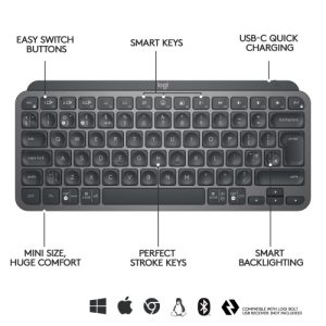 Logitech MX Keys Mini Wireless Keyboard, US Int, Graphite