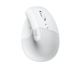 Logitech Lift Vertical Wireless Mouse, RF Wireless + Bluetooth, 4000 DPI, Off-white