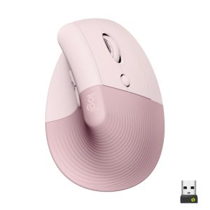 Logitech Lift Vertical Wireless Mouse RF Wireless + Bluetooth, 4000 DPI, Rose