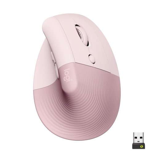 Logitech Lift Vertical Wireless Mouse RF Wireless + Bluetooth, 4000 DPI, Rose