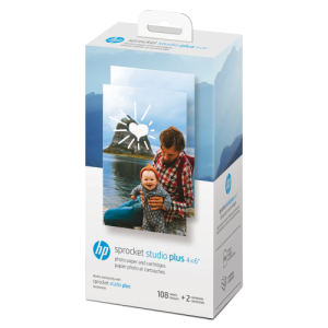 HP Sprocket Studio Plus 4x6'' 10x15 cm 108 Sheets Photo Paper and 2 Cartridges
