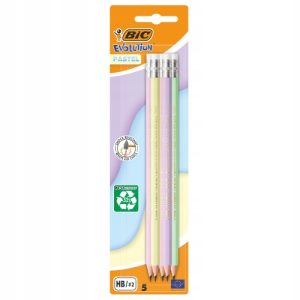 BIC pencils Evolution Pastel  with HB, Set 5 pcs.