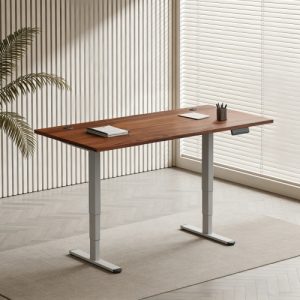 Adjustable Height Table Up Up Bjorn II Gray, Table top L Dark Walnut