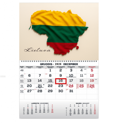 Wall Mounted Calendar Mono 30x43cm.