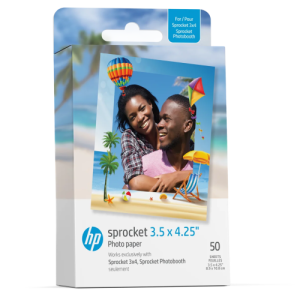 HP Sprocket Paper 3.50 x 4.25'' 8.9x10.8 cm 50 Sheets Zink Sticky Photo Paper