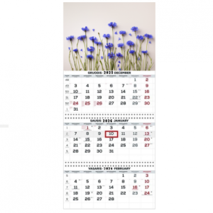 Wall Mounted Calendar 3 parts Trio 30x66cm.