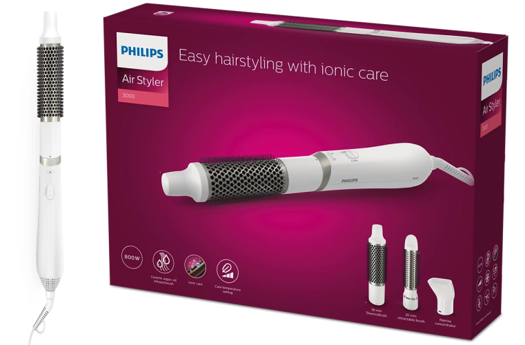Philips 3000 Series Air Styler BHA303/00 Hair styling brush, White