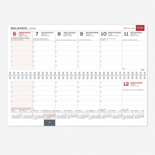 Horizontal table calendar Memo PVC 2026m. Blue - Image 2