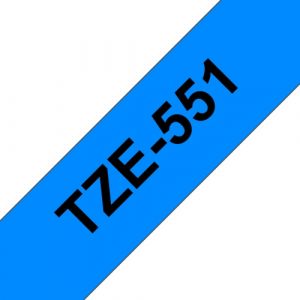 Brother TZe-551 (TZe551) Laminated Labelling Tape Cassette, Black on Blue 24mm, 8m
