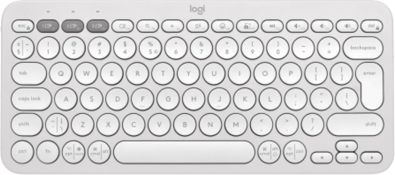 Logitech Pebble Keys 2 K380s Keyboard RF Wireless+Bluetooth, US INT (Qwerty), Tonal White