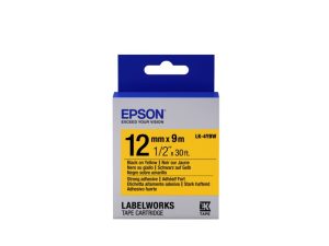 Epson LK-4YBW (C53S654014) Labelling Tape, Strong Adhesive, Black on Yellow, 12mm 9m