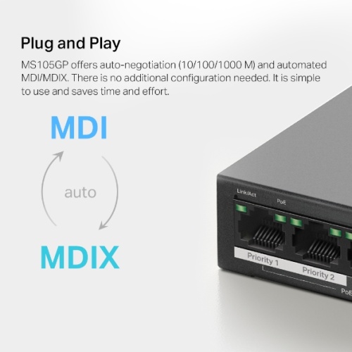 Mercusys MS105GP 5-Port Gigabit Desktop Switch with 4-Port PoE+ - Image 9