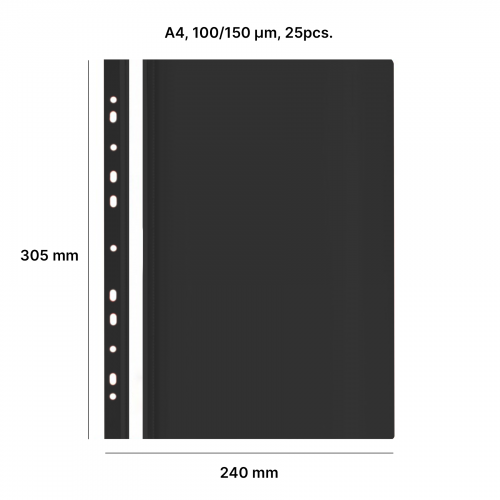 AD Class Perforated A4 Report File 100/150 black 25pcs./pack. - Image 2