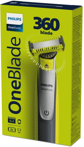Philips OneBlade 360 QP2834/23 Face and Body Hair Shaver and Trimmer, Grey/Lime