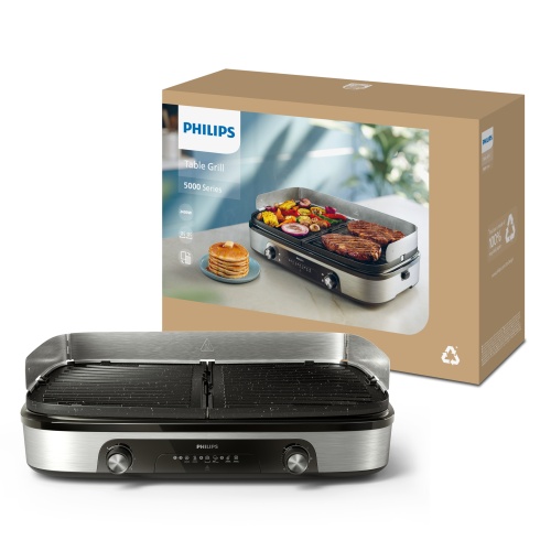 Philips 5000 Series HD6222/90 Electric Table Grill 2400 W, Black/Silver - Image 4