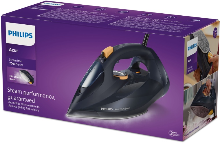 Philips Azur 7000 Series DST7060/20 Steam Iron 3000 W, Blue/Yellow - Image 2