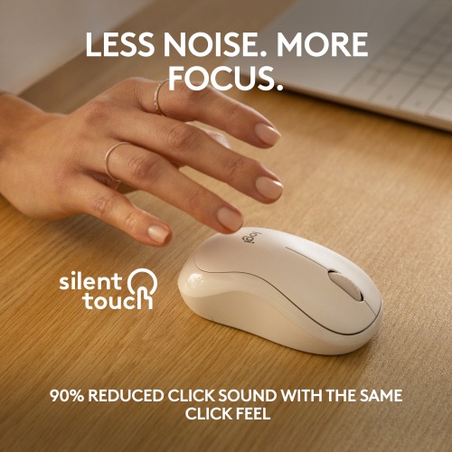 Logitech M240 Silent Wireless Mouse, Bluetooth, 4000 DPI, Off-White - Image 3