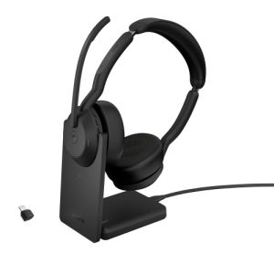 Jabra Evolve2 55 MS Stereo Link380c Wireless Headset Bluetooth USB-C, Charging Stand, Black