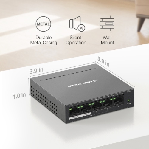 Mercusys MS105GP 5-Port Gigabit Desktop Switch with 4-Port PoE+ - Image 10