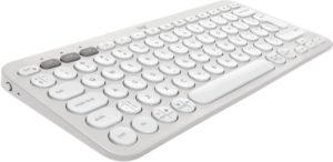 Logitech Pebble Keys 2 K380s Keyboard RF Wireless+Bluetooth, US INT (Qwerty), Tonal White