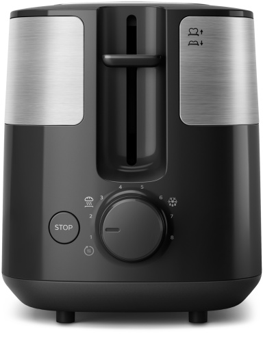 Philips Daily Collection HD2516/90 Toaster, 830 W, Black/Silver - Image 2