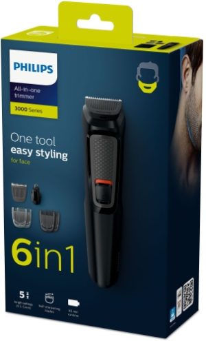 Philips Multigroom 3000 Series MG3710/15, 6-in-1 Hair Trimmer, Black