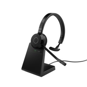 Jabra Evolve 65 TE UC Mono Link390a Wireless Headset, Bluetooth, USB-A, Charging Stand, Black
