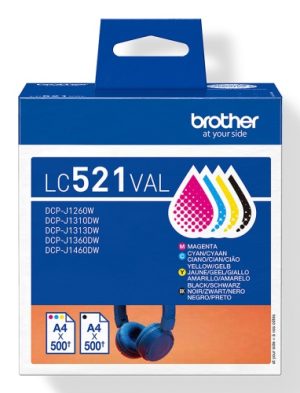 Brother LC-521VAL (LC521VAL) Ink Cartridge Multipack, BK/C/M/Y