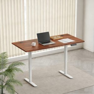Adjustable Height Table Up Up Bjorn II White, Table top L Dark Walnut