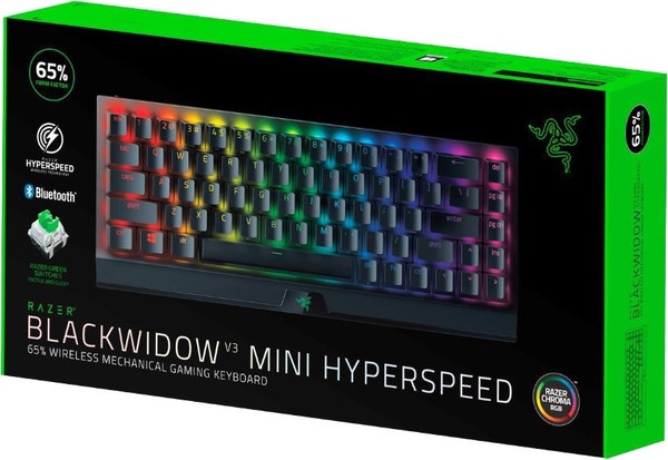Razer BlackWidow V3 Mini HyperSpeed Gaming keyboard USB+RF Wireless+Bluetooth Yellow Switch, Black - Image 3