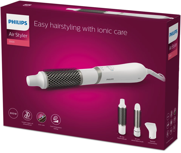 Philips 3000 Series Air Styler BHA303/00 Hair styling brush, White - Image 7