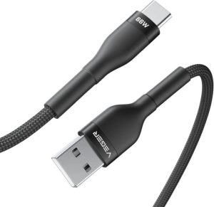 Veger Cable USB-A to USB-C PD 11V 6A 66W AC04 1.2m, Black Veger Cable USB-A to USB-C PD 11V 6A 66W AC04 1.2m, Black